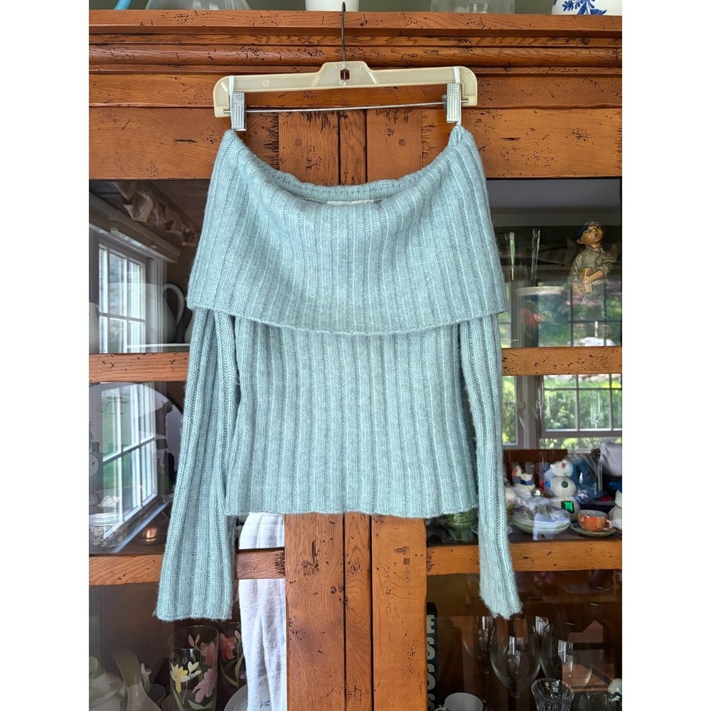 Abercrombie & Fitch light green/blue off the shoulder sweater size S